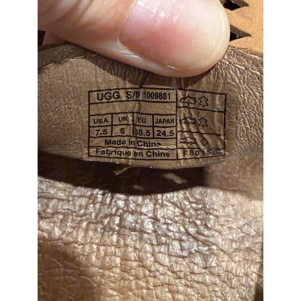 UGG Clary Womens 7.5 Brown Leather Moccasin Loafer Woven Driving Flats - Picture 10 of 10